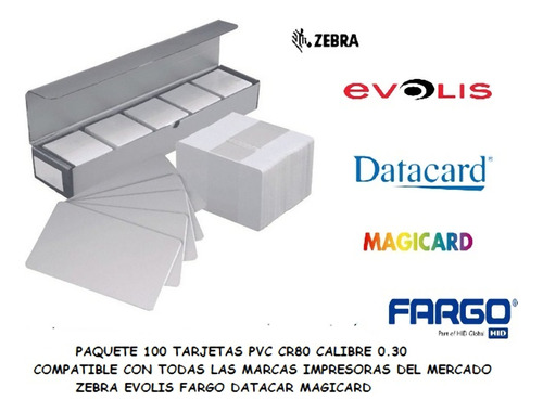 Tarjetas Plásticas Carnet Pvc Blanca Cr80 Pack 100 Unidades