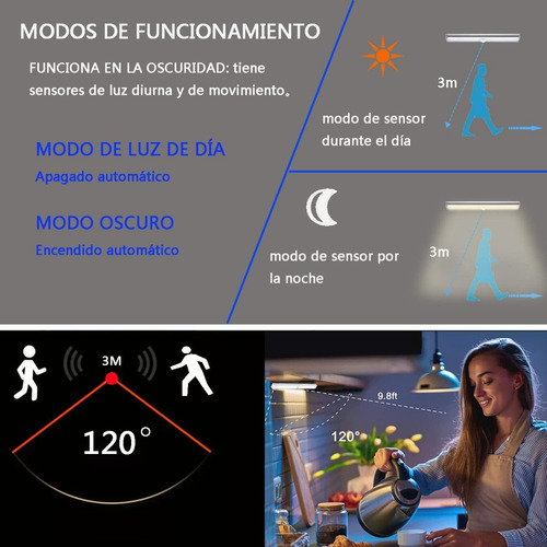 Lámparas Sensor De Movimiento Regulable Luz Usb 24 Focos Led
