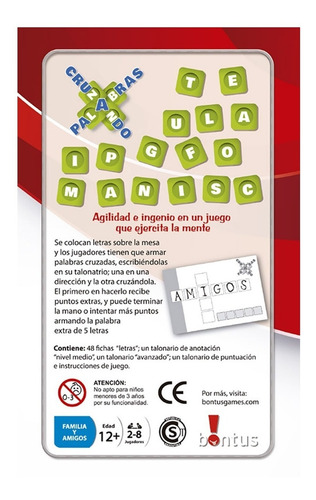 Imagen 2 de 7 de Juego De Mesa En Lata Cruzando Palabras Bontus Envío Gratis