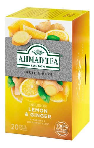 Té Ahmad Tea Limón Y Jengibre 20 Sobres 30g