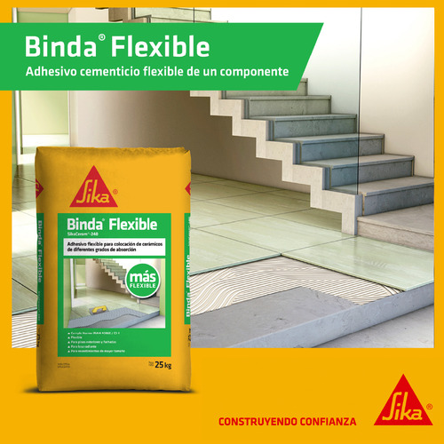 Adhesivo Para Cerámicas Sika Binda Flexible 25 Kg