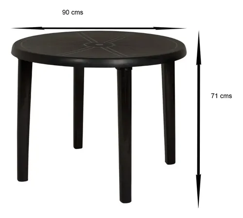 Mesa Plástico Pvc Jardín Redonda Mor Negra Patas Desmontable