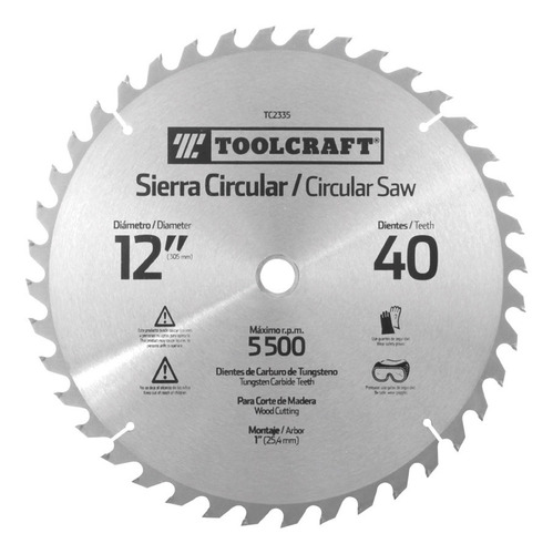 Disco Sierra Circular Madera 12 60 Dientes Toolcraft Tc2336