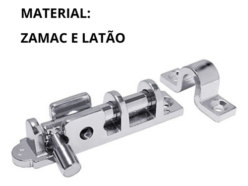 Trinco Redondo Kit 3 Ferrolho Fecho 6cm Portas E Janelas Aço