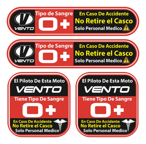 Sticker Reflejante Tipo Sanguineo Compatible Con Vento