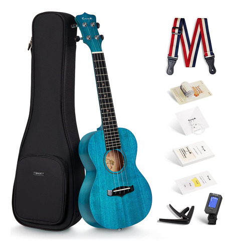 Enya Concert Ukulele Top De Caoba Sólida Azul De 23 Pulgadas