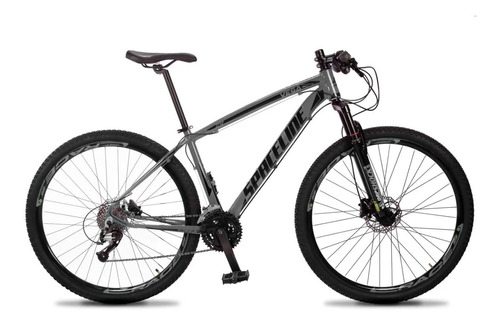 Mountain bike Spaceline Vega 2021 aro 29 15" 27v freios de disco hidráulico câmbios Dropp Indexado cor cinza/preto