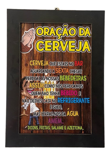Placa Decorativa Oração Da Cerveja Para Bares Artesanal