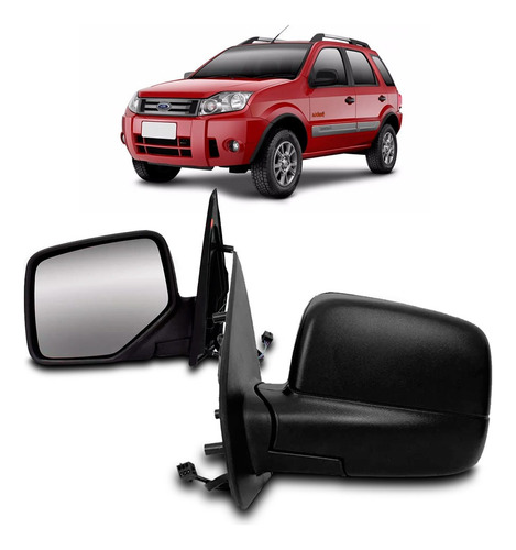 Retrovisor Ecosport 2003 A 2009 Eletrico Preto Texturizado Direito - Passageiro