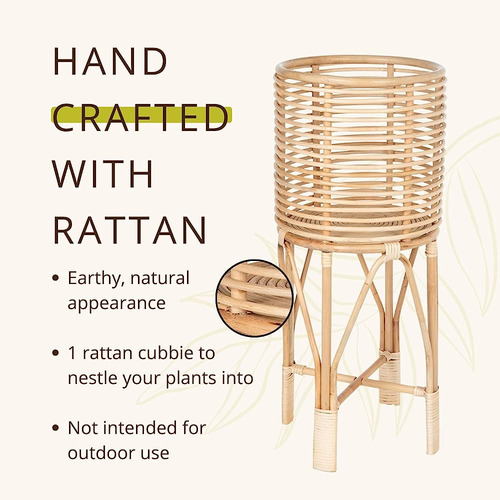Kouboo Rattan Indoor Plant Stand, Mediano, Natural Planter B Brown Kouboo