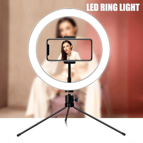 Imagen 3 de 10 de Aro Luz Led 26cm Para Celular Mini Tripode Profesional