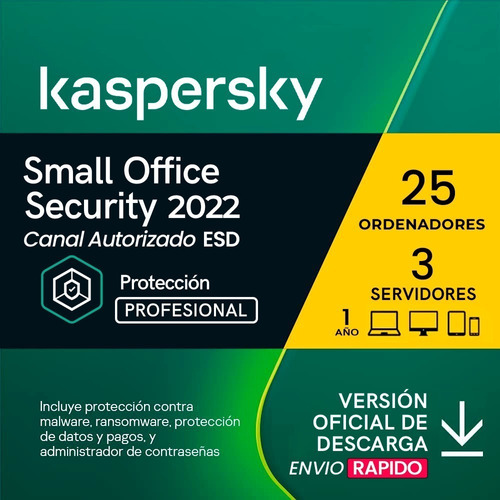 Kaspersky Small Office Security 25 Pc 3 Servidores 1 Año