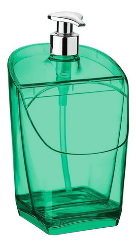 Porta Detergente Transparente Esponja Com Dosador Acrilico Cor Verde/Água