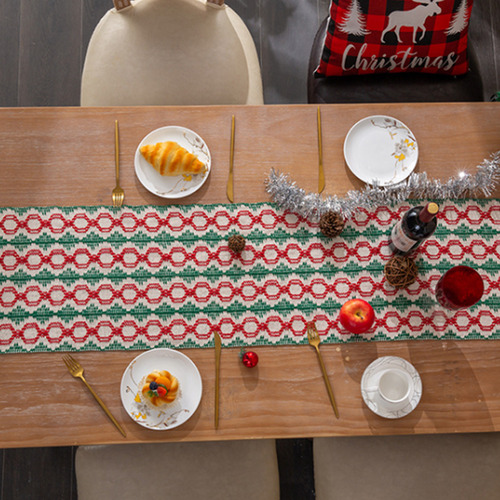 Bandera De Mesa De Decoración Navideña De Algodón Tejida En