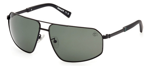 Lentes De Sol Verde Polarizados Timberland Tb9341h02r Color Negro Varilla Negro Armazón Negro