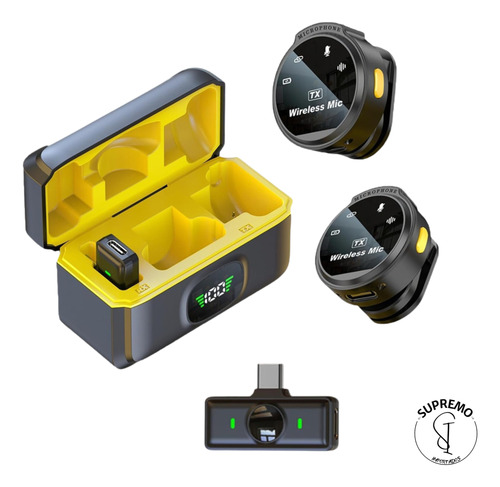 Microfone Lapela Xiaomi J6 Sem Fio Com Adaptador Lightning Preto