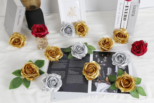 Flores Insunsix Artificiales, 20 Rosas Plateadas