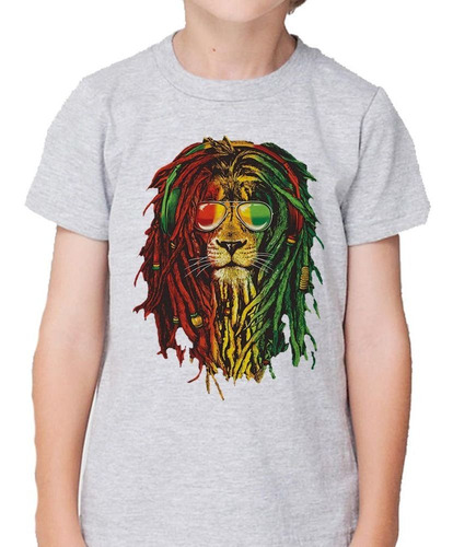 Remera De Niño Leon Reggae Lentes Musica