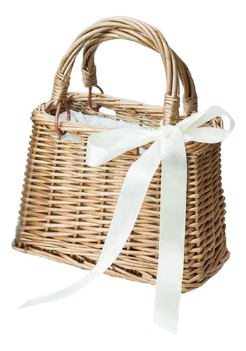 Bolso De Mano De Playa De Ratán Para Mujer Rectángulo