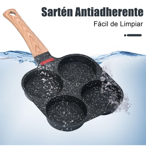 Sartén Antiadherente Para 4 Huevos Con Tapa, Sartén De