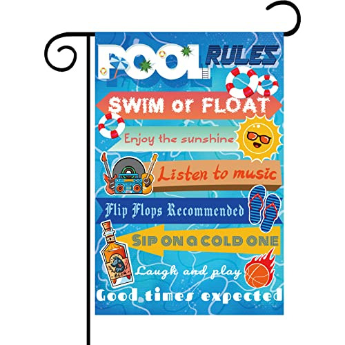 Bandera De Reglas De Piscina De 12x18 Pulgadas De Doble...