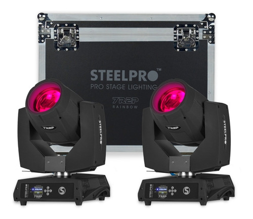 Imagen 1 de 7 de Kit De 2 Cabezas Móviles Beam 7r Arcoíris + Case - Steelpro