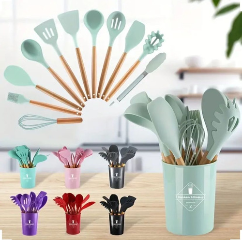 Set De Utensilios De Cocina 12 Pz, Silicona, Varios Colores