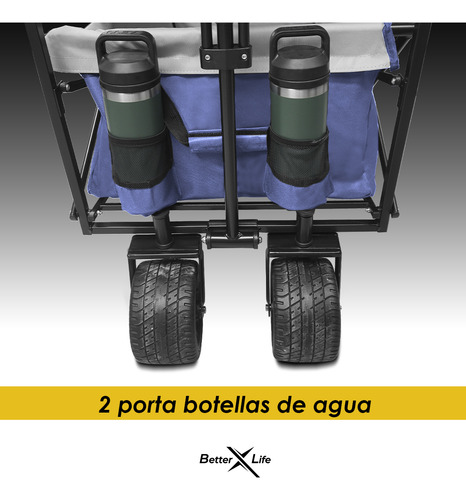 Carrito Vagon Plegable Multiusos Con Frenos Uso Rudo Blue