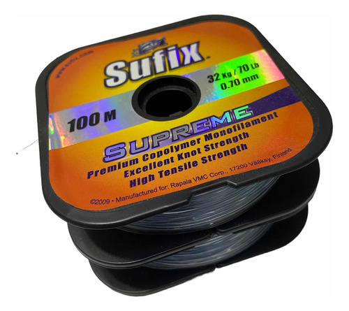 Nylon Sufix Supreme 0,70 Mm Resiste 32 Kg Transp Fume X100m