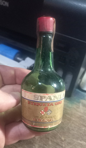 Botellita Antigua Miniatura Cognac Hispania Sello Oro 50ml