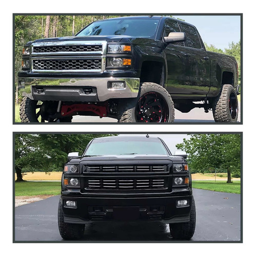 Par Faros Lupa Chevrolet Cheyenne Silverado 2014 2015 Negros