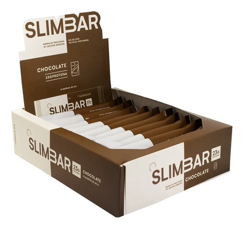 Box 12 Barras De Proteina Slimbar 60gr C/u Sabor Chocolate