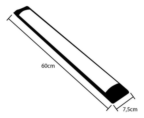 Luminaria Tubular Led Slim 18w 60cm Preta 4000k Sobrepor