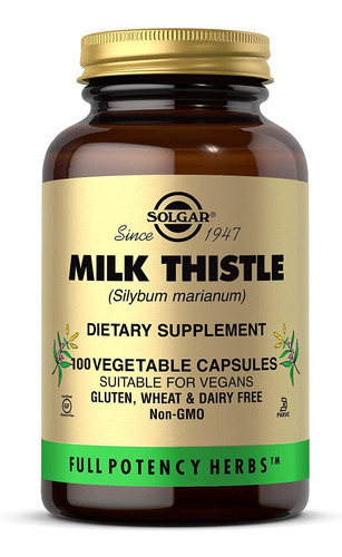 Milk Thistle (leche De Cardo) Solgar 100 Capsulas Vegetales Sabor Neutro