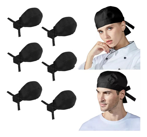 6pzs Sombrero Cocinero Gorra Gorritos Chef Cabeza Ajustable