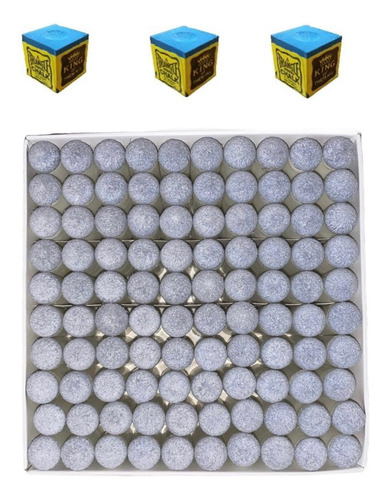 Caja De 100 Casquillos Con Botana Para Billar Y 3 Tizas