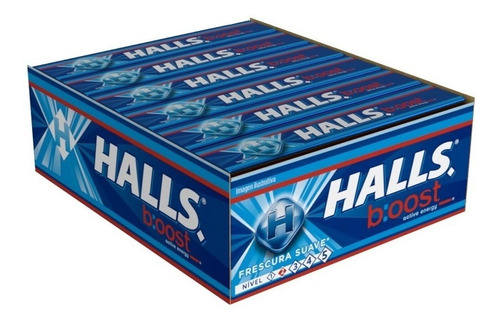 Caja X12 Caramelo Macizo Halls Boost Active Energy Frescura