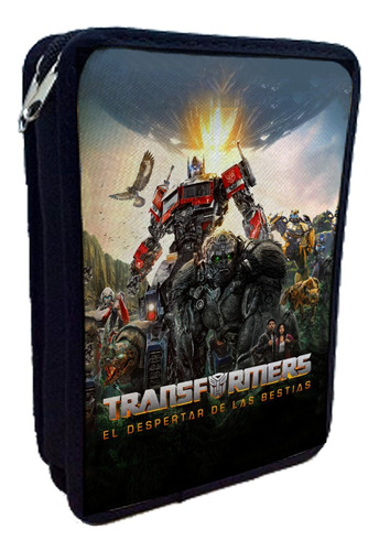 Transformers Rise Of The Beasts Cartuchera 2 Pisos C/ Nombre