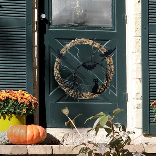 Corona De Halloween Para Puerta Delantera, Corona Iluminada,