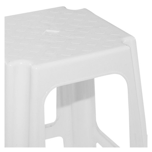 Imagen 3 de 8 de Banqueta Acero De Plastico Cuadrada Blanca Gardenlife Kromos