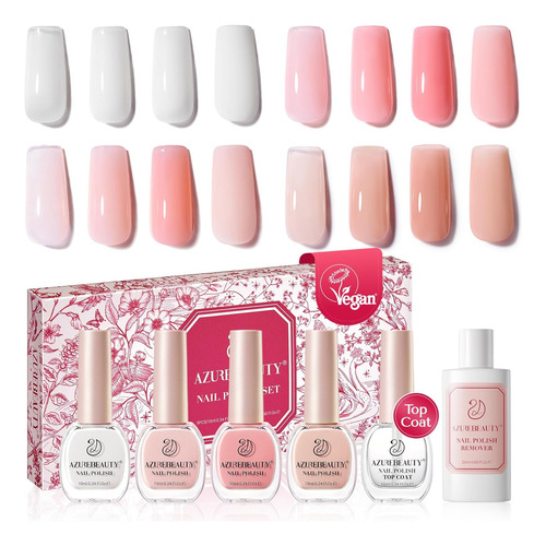 Azurebeauty Kit Esmaltes Veganos, 4 Colores Nude