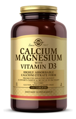 Solgar Calcium Magnesium With Vitamin D3, 300 Tablets - Prom