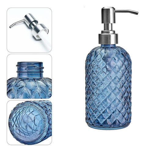 Dispensador De Jabón De Cristal, Dispensador De Jabón Azul