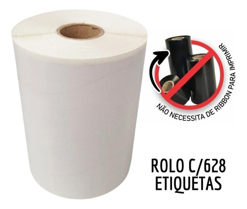 Tiqueta Adesiva Térmica 80x40 Rolo C/628 - 3 Rolos Cor Branco