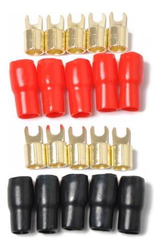 5 Pares 4 Awg Car Audio Wire Fork Terminal Conector Latón