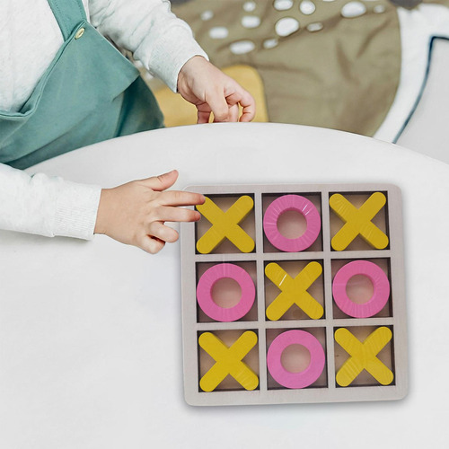 Nuevo Juego De Madera Tic Tac Toe, Juego De Mesa Amarillo
