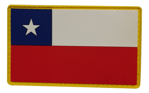 Parche Pvc - Bandera Chilena Con Borde Amarillo