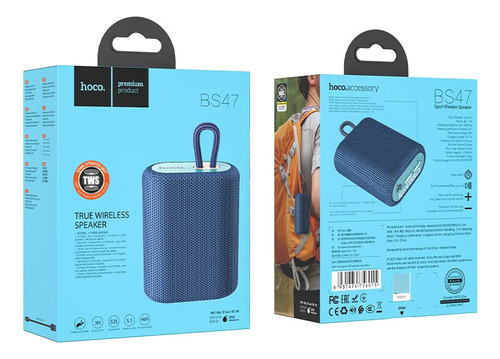 Hoco.® Bs47 Bocina Inalambrica 1200mah - Bt, Fm, Tf. Color Azul