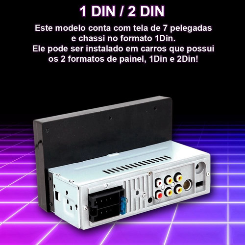 Central Multimídia Encaixe 1 Din Espelhamento Android E Ios