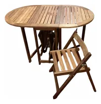 Comprar Mesa De Madera De Acacia Maciza Plegable Con 4 Sillas Plegab